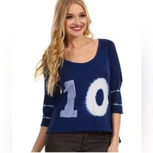 Free people We the Free Graphic tie-dyed Cotton Blue White Tee Size S